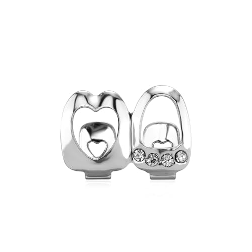 Circón Vintage Doble Dientes Huecos Parrillas Tirantes Hip Hop CZ Tapas de Dientes de Piedra para Mujeres Hombres Joyería Cosplay Regalo,007