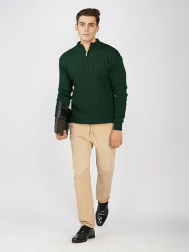 Image of LOQUE Men's Wool Blend Selection Sweater Half Zip High Neck Pullover Warm Casual Winter Wear for Office and Travel