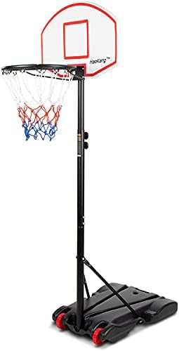 HaoKang Portable Basketball Hoop wtih Adjustable Height 28" Backboard Free Standing System w/Wheels for Kids Teenager