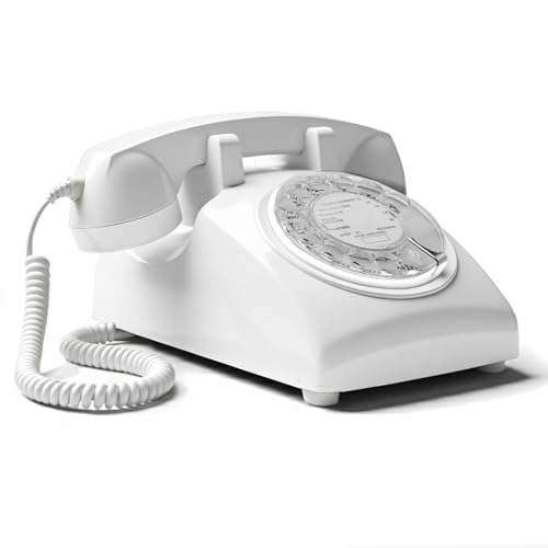 Opis Technology 60s Cable – Téléphone Fixe Vintage à Cadran Rotatif & Cloche Mécanique – Compatible Box Internet & Fibre – Design Rétro Années 60...