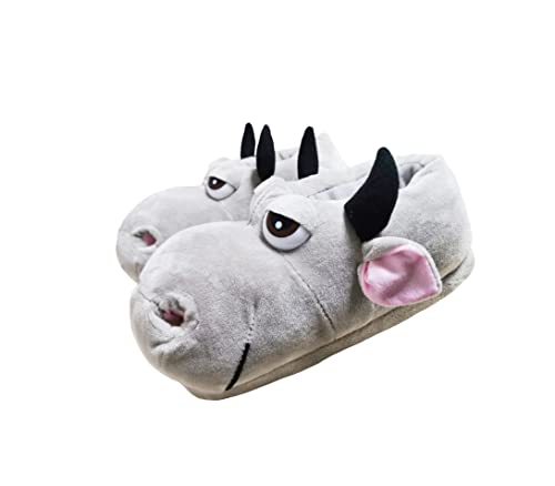 hippo feet slippers - Stone mice Cotton slippers adult and children hippo slippers plush animal slippers gray (8, Pink cow, numeric_8)