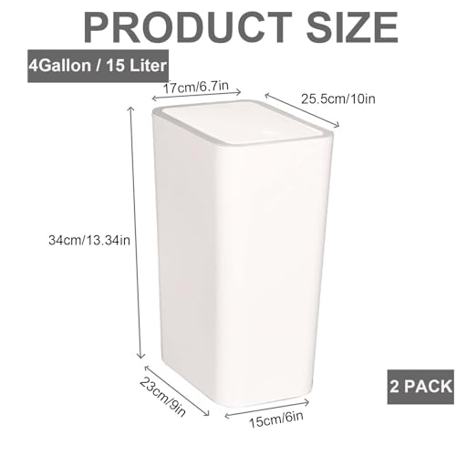 Caneca de basura con tapa 15 L pack x2 plástico blanco miniatura 2