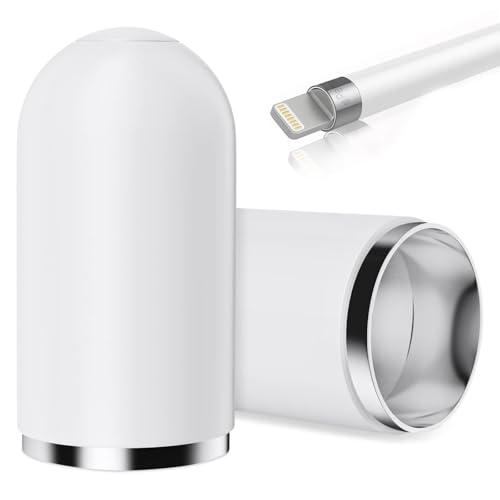 2 Stück Magnetische Ersatzkappen Pencil Kappe Kompatibel mit Einer Vielzahl von kapazitiven Stiften Bequem und tragbar Magnetische Kappen Backup Schutzdeckel Schützen Sie Ladeport(Weiß)