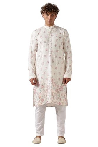 Image of BE ACTIVE Men's Cotton | Regular Fit Casual Mandarin Collar | Long Length Full Sleeves | Embroidered Indian Kurta