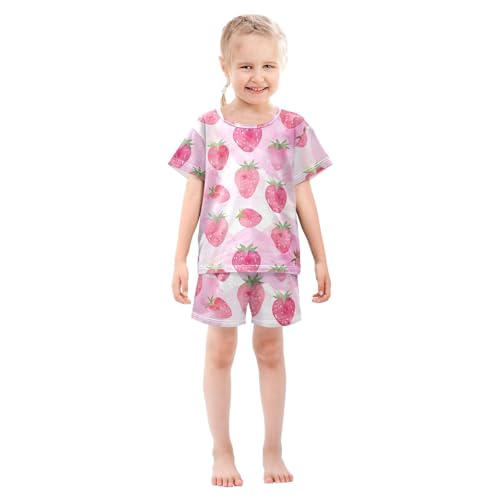 ALAZA Strawberry Colored Fruit Pajamas Short Sleeve 2 Piece Sleepwear Top and Bottom Pajama Set Unisex3