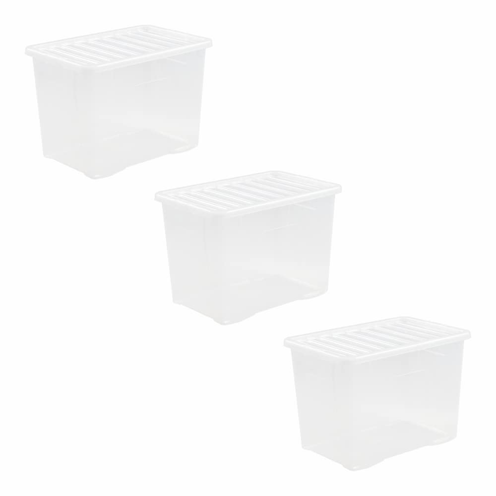 Buy 80 Litre Crystal Plastic Storage Box With Lid (Pack Of 4 - View #11