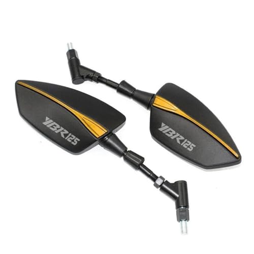 Motorrad Rückspiegel Gewinde Links Rechts Hinten Rückspiegel 10mm Motorrad Spiegel für Yamaha YBR125 2010-2015 2016 2017 2018 2019(YBR125-yellow)