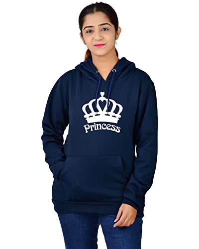 Image of More & More HOODMASTER Women's Fleece Hoodie Sweatshirt with Pockets Full Sleeves Regular Fit Solid Pattern Princess Theme Hooded Neck and Standard Length | Women Fleece Hoodie
