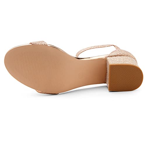 Herstyle Womens Sunday Open Toe Ankle Strap Chunky Block Low Heel Sandal, Rosegoldshimmer, Size 10.0 #TOP4