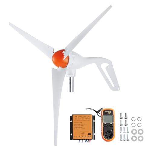 VEVOR 12V-500W Wind Turbine Generator Kit with Anemometer, 3-Blade Wind Power Generator, MPPT Controller & Adjustable Windward Direction, Suitable for Home, RVs, Boats, Farm