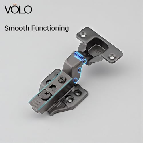 Image of VOLO Cabinet Hinges, Set of 1 (2 Pieces) for Furniture, Wardrobes, Doors, and Storage Units | (3D (Black) Soft Close (Mild Steel), 15 Crank | Inset)