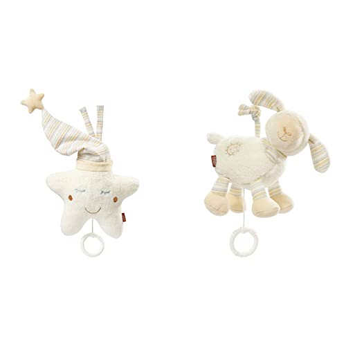 Fehn 154566 Spieluhr Stern – Aufzieh & 154658 Spieluhr Schaf – Aufzieh-Spieluhr mit herausnehmbarem Spielwerk – Melodie Brahms Wiegenlied – Für Babys und Kleinkinder ab 0+ Monaten – Maße: 16 cm