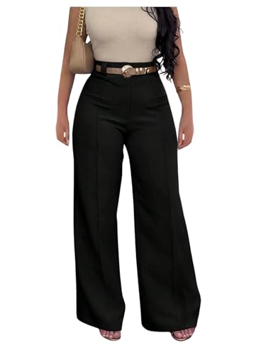 GORGLITTER Women's Work Baggy Dress Pants Casual Wide Leg Dressy Low Rise Loose Trousers Work Business