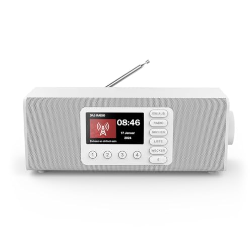Hama Digitalradio mit Wecker (DAB Radio mit großem Display, Küchenradio, DAB+, Seniorenradio mit einfacher Bedienung, Bluetooth, FM, Radiowecker,...