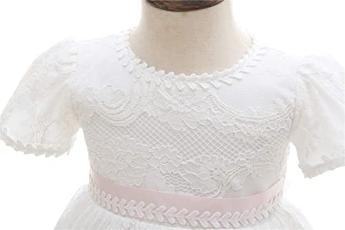 Meiqiduo Baby Girls Lace Dress Christening Baptism Gowns Outfit with Bonnet