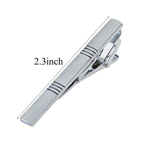 Lystaii 4pcs Tie Tack Pins Tie Clips for Men Father's Day Gift Silver Necktie Bar Pinch Clip Set 2.3 Inch Metal Clasps Business Professional Fashion Designs4