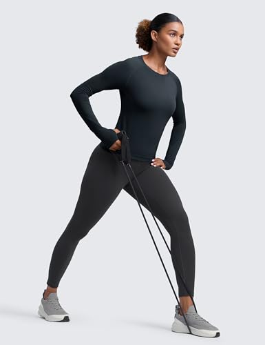 Image of CRZ YOGA Seamless Top Waist Length | Training, Chafe-Free, Slim Fit, Raglan Sleeves, Mesh Vents, Workout, Long Sleeve Shirts for Women