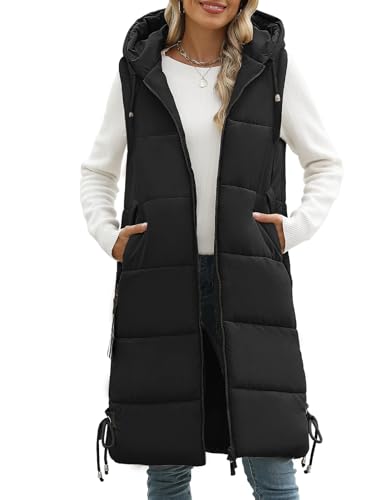 Vancavoo Lange Jacke Weste für Damen Ärmellose Steppweste mit...