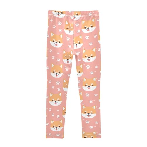 Corgi Dog Head Girls' Leggings Toddler Doodles Dogs Paws Kids Yoga Pants Dance Active Tights 4T2