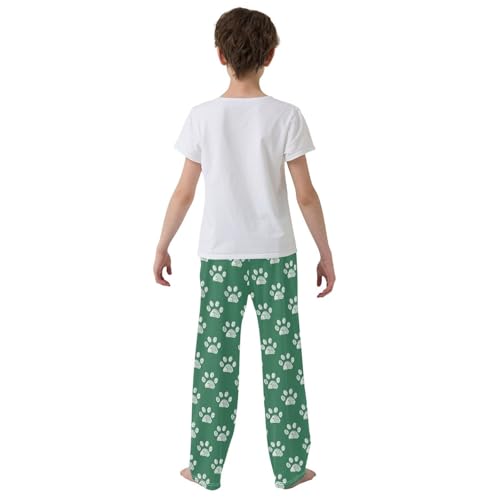 Dog Paw Print Happy St Patrick's Day Boys Long Pants Soft Trousers Elastic Waist Kids Lounge Bottoms with Pockets S-XL3