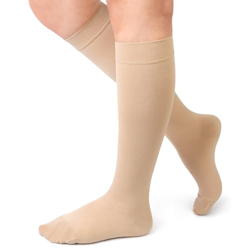 Image of Beister Closed Toe Knee High Calf Compression Socks for Women & Men, Firm 20-30 mmHg Graduated Support for Varicose Veins, Edema, Flight, Pregnancy