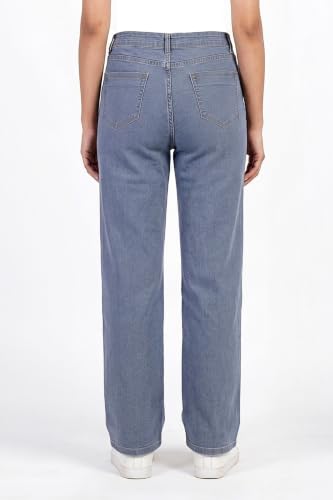 Image of Women's High Rise Wide Leg Denim Jeans | Stretchable Casual Blue Jeans for Women | Classic 5 Pocket Style | Comfortable Everyday Wear