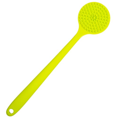 Image of DNC Soft Silicone Back Scrubber Shower Softening Bath Body Brush with Long Handle, BPA-Free, Hypoallergenic, Eco-Friendly (Green)