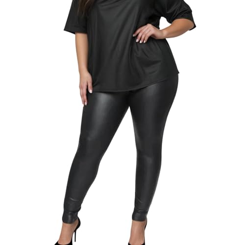 Générique Pantalon Simili Cuir Femme Grande Taille Haute Ceinture Super Élastique Respirant Léger Gainant Style Travail Décontracté Confort...