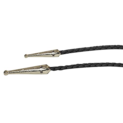 Image of Daisy Del Sol Bolo Tie Turquoise Stone Braided Vegan Faux Leather Silver Tips Handmade Necklace Adjustable Boho Western Jewelry