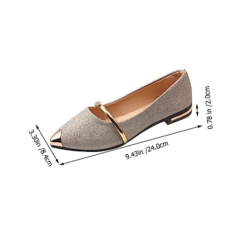 Zapatos planos de mujer en dorado con perlas elegantes para bodas 2