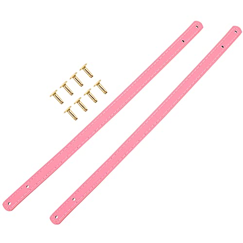 ARTIBETTER 1 par 30 Centímetros Alças Da Bolsa de Couro Bolsa De Couro Bolsa de Ombro Cintas Cinta Substituição DIY Cinta Com E Rebites Rosa