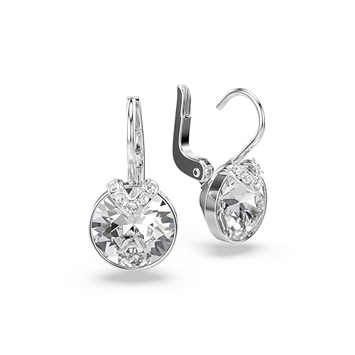Swarovski Bella Drop Pierced Earrings with Round White Swarovski Crystals and Matching Pavé on a Rhodium Plated Setting by Swarovski - Image 3