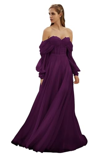 Enchanted Garden Prom Dress Long Tulle Prom Dresses Ball Gowns for Women Plum US28W
