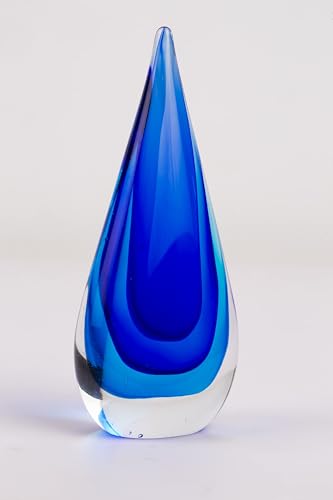Escultura de vidrio estilo Murano gota azul miniatura 4
