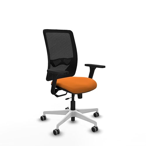 Piqueras y Crespo   Silla Oficina Calidad Precio Zulema con Brazos 3D, Apoyo Lumbar Regulable en Altura. Equipado con Sincro/Traslack y Espuma de Corte. Negro/Naranja