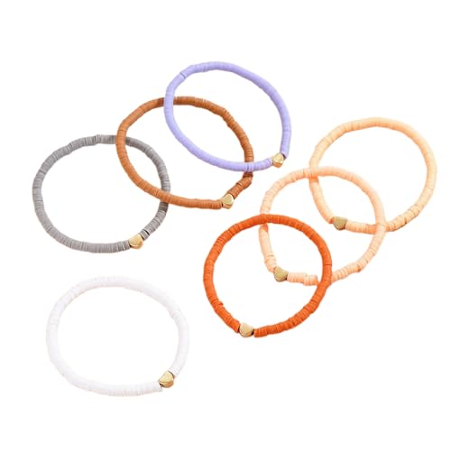 7つの柔らかい陶器ハートアンクルブレスレットカラフルなハートアクセントソフトクレイアンクルブレスレットスタイリッシュなアンクレットジュエリー