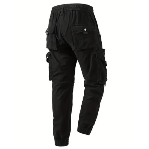 Men's Cargo Pants Baggy Classic Elastic Waist Relaxed Fit Skateboard Pants Streetwear with Multi Pockets2