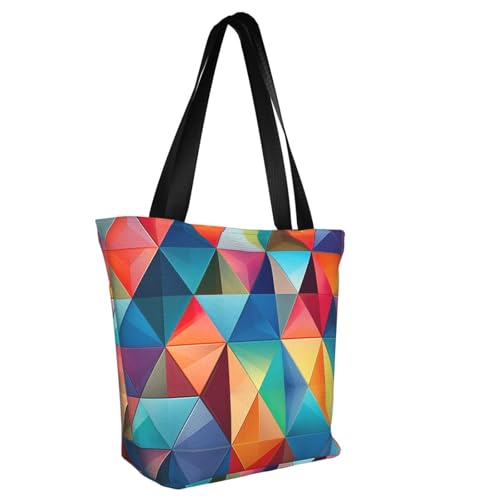 Colorful Triangle Print Comfortable Shoulder Bag Summer HandbagTravel Beach Work Daily Use Versatile Carry2