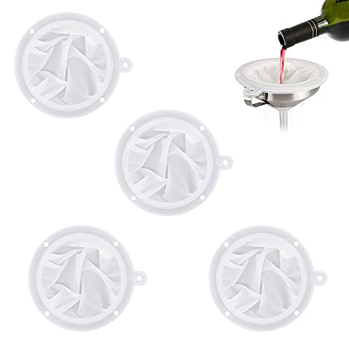 4 Piezas Colador de Nailon para Alimentos Filtro de Jugo de Tamiz de Filtro de Alimentos, Filtro de Alimentos de Malla Redonda Reutilizable Adecuado para Embudo de 13 cm, para Filtrar Vino Miel Jugo Cover