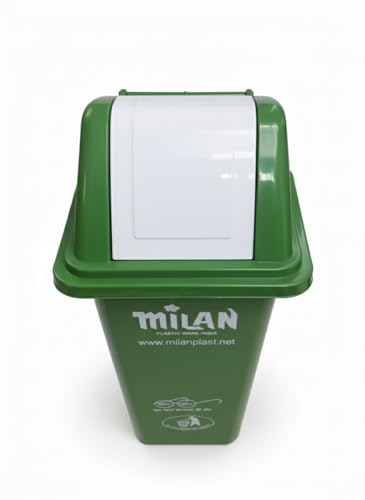 Image of Milan Plastic Square Swing Lid Garbage Dustbin 60 Litre Green