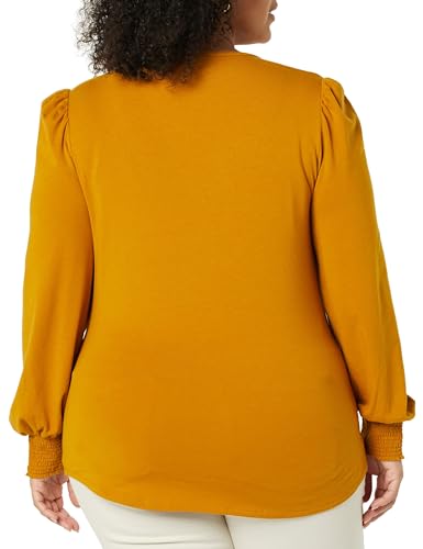 Image of Amazon Essentials Women's Long-Sleeve Crewneck Smocked Cuff T-Shirt