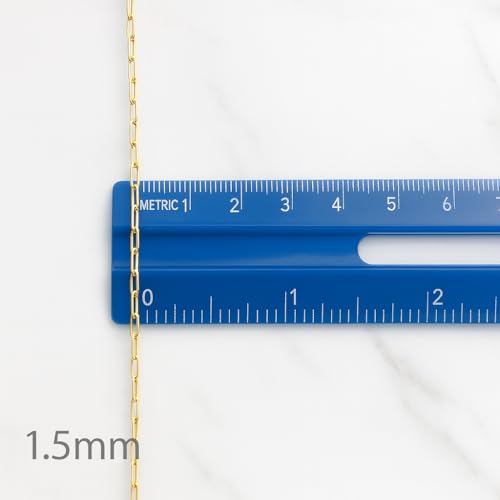 14k Gold 1.5mm, 2mm 3.5mm Solid Chain Paper Clip Link Necklace 14" 16" 18" 20" 22" 24" - Spring Clasp with Stamp - Made in Italy - Unisex Adults, Women, Men Gift (100% Authentic Solid 14K Gold)2