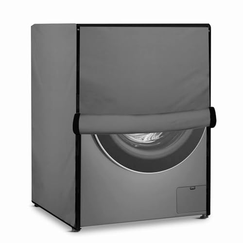 Image of Waterproof & Dustproof Front Load Washing Machine Cover Compatible for LG 12kg (FHD1208STB) | UV-Protective Washing Machine Cover | Anti-Slip Polyester | Easy to Clean & Zipper (Grey)