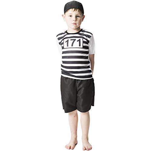 Fantasia Presidiário Infantil 171 Curta C/Chapéu 2 a 10 Anos (M 3-5)