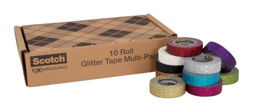 Image of Scotch Glitter Washi Tape, 10 Rolls, Great for Holiday DIY and Wrapping, School Supplies, Craft Supplies, and Teacher Appreciation Gifts (Pack of 80)