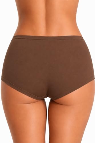 Image of Womens High Coverage Super Soft Elastane Stretch Mid Waist Boy Shorts Panties