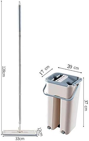 Miniatura 2 de ZLXDP - Juego de trapeador automático y cubeta para evitar lavar a mano paño de limpieza de microfibra exprimir plano trapeador mágico de madera