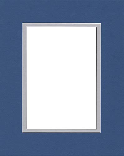 Pack of (2) 16x20 Double Acid Free White Core Picture Mats Cut for 11x14 Pictures in Royal Blue and Nantucket Grey-image-43