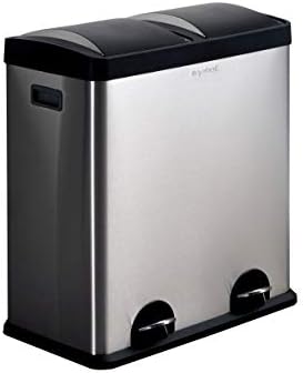 The Step N' Sort 16 Gal. 2-Compartment Stainless Steel Trash and Recycling Bin