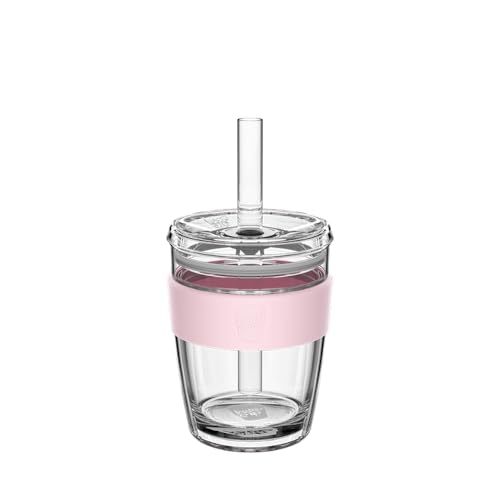 KeepCup Cold Cup - Longplay Double wall Glass Ice Coffee Tumbler with Lid and Straw - 12oz (340ml) - Pashmak